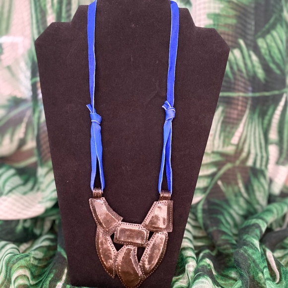 Noonday Collection Jewelry - Statement Necklace with Metal Design and Ribbon